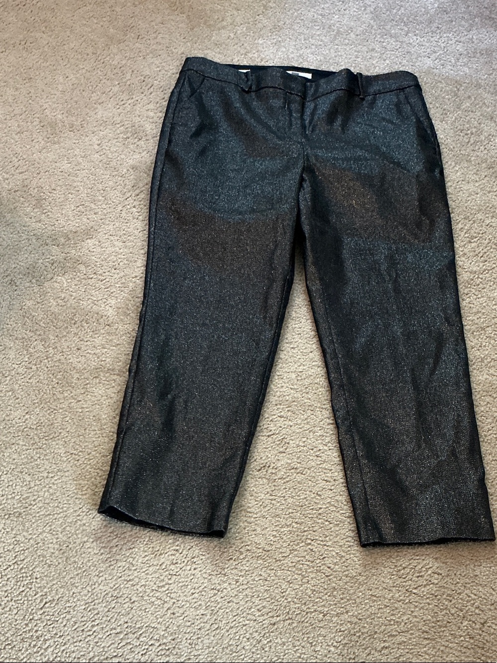 LOFT Metallic Black Cropped Dress Pants